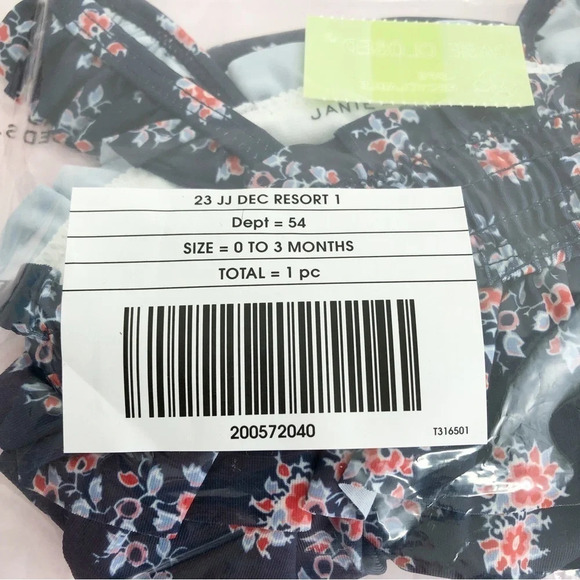NWT Janie and Jack swimsuit Merchant Marine floral smocked one piece 0-3 months - Picture 3 of 4